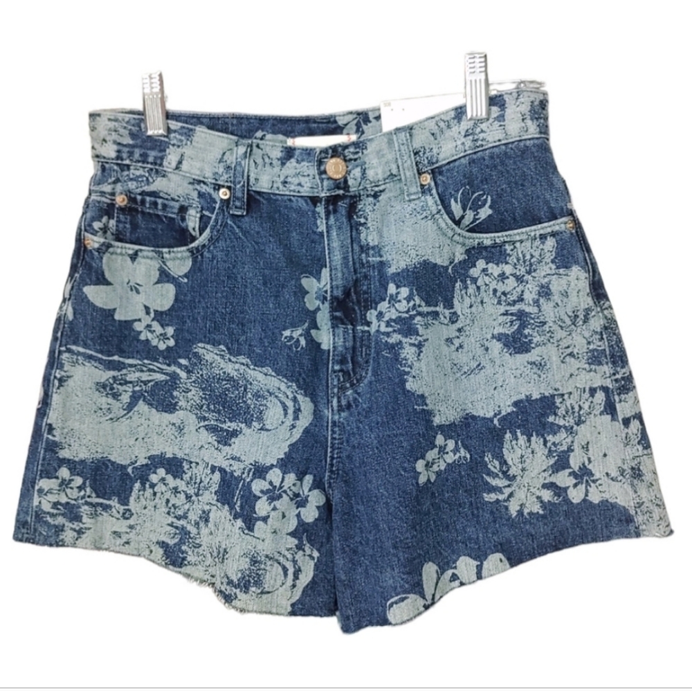 BDG A-Line High Waist Surfer Blue Floral Print Denim Shorts Women's Size 29 - Picture 5 of 12